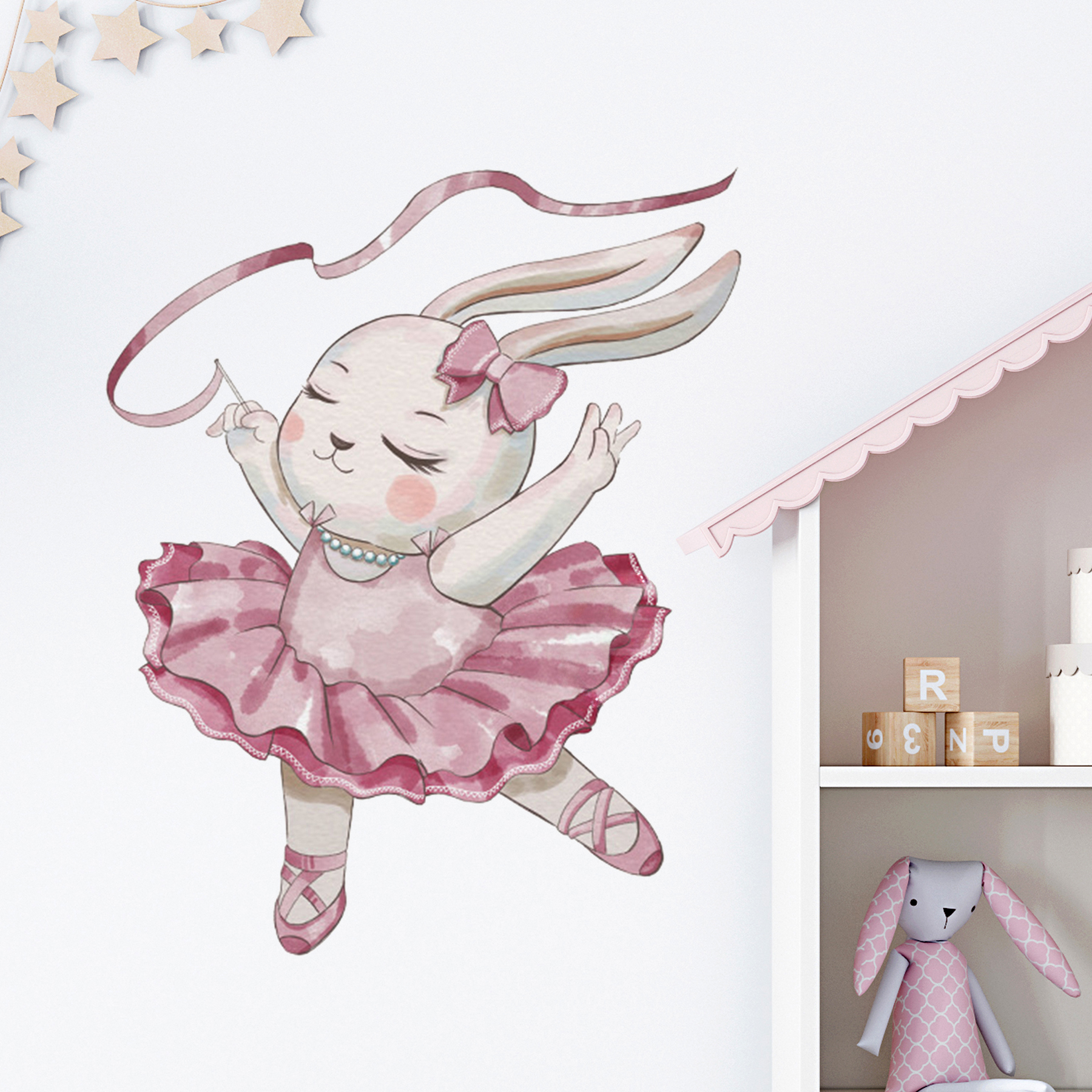 Stickere Perete Copii SIPO – Iepurasul Balerina, Set Decorativ, 61×50 cm