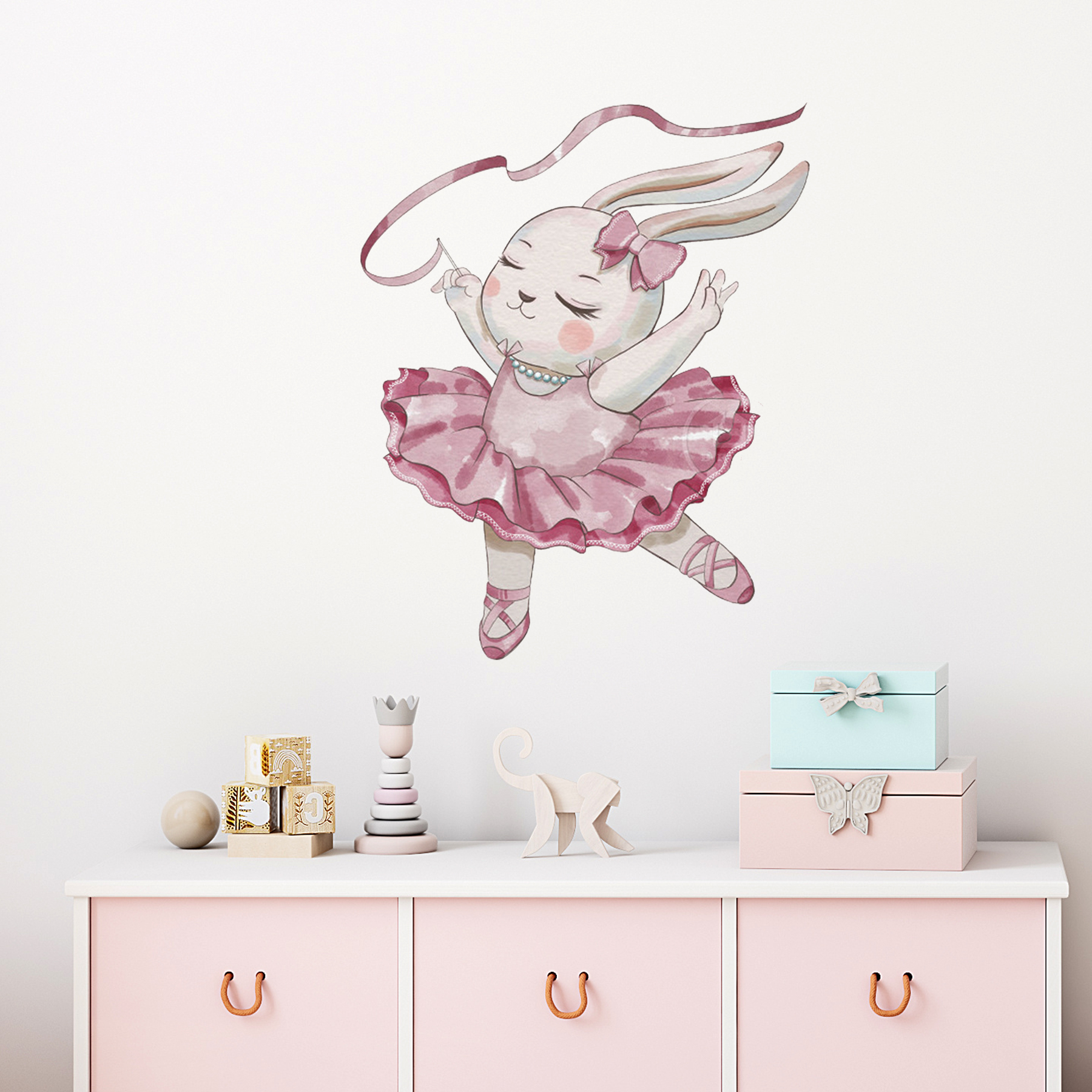Stickere Perete Copii SIPO – Iepurasul Balerina, Set Decorativ, 61×50 cm