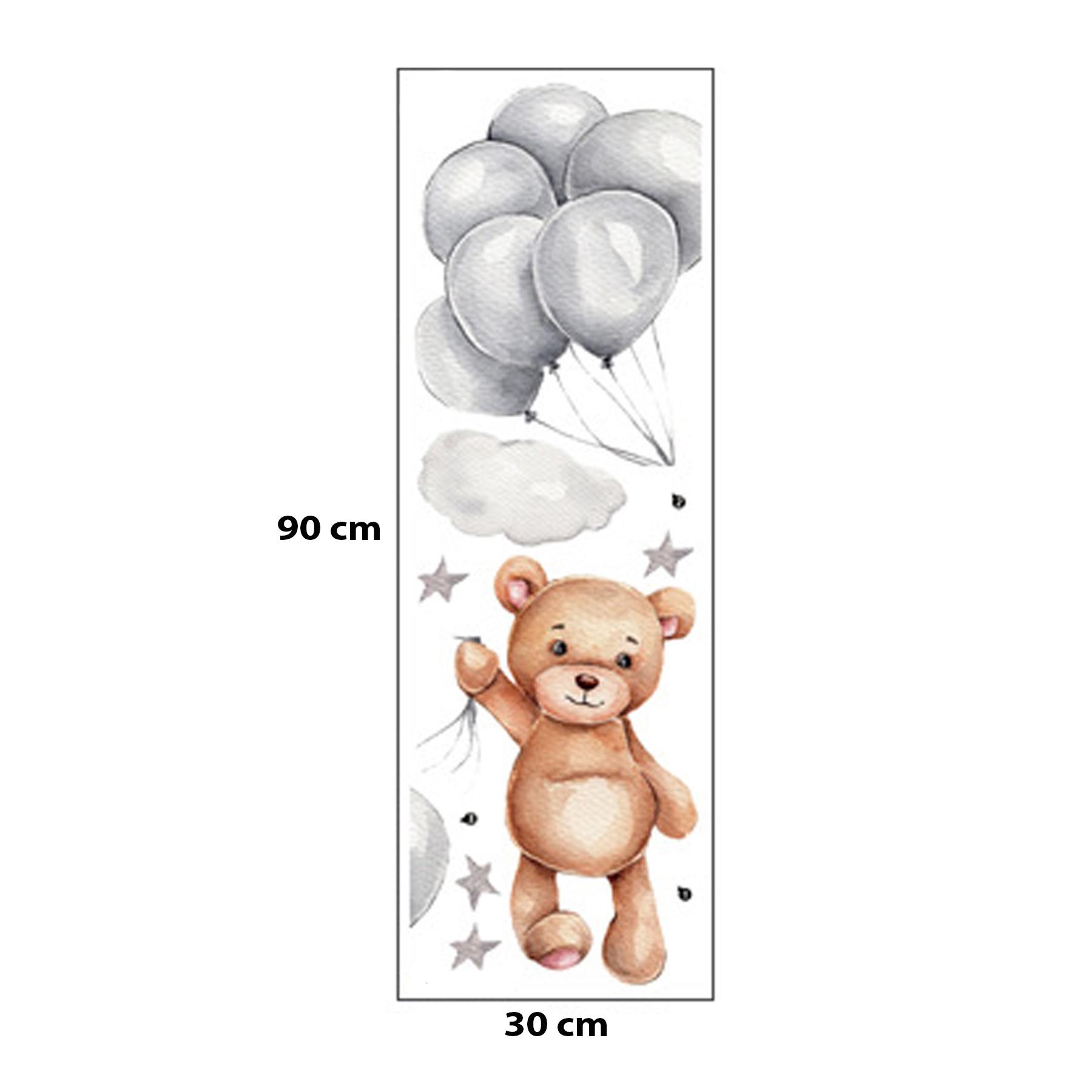 Stickere Perete Copii SIPO – Ursulet cu Baloane, Set Decorativ, 67×50 cm