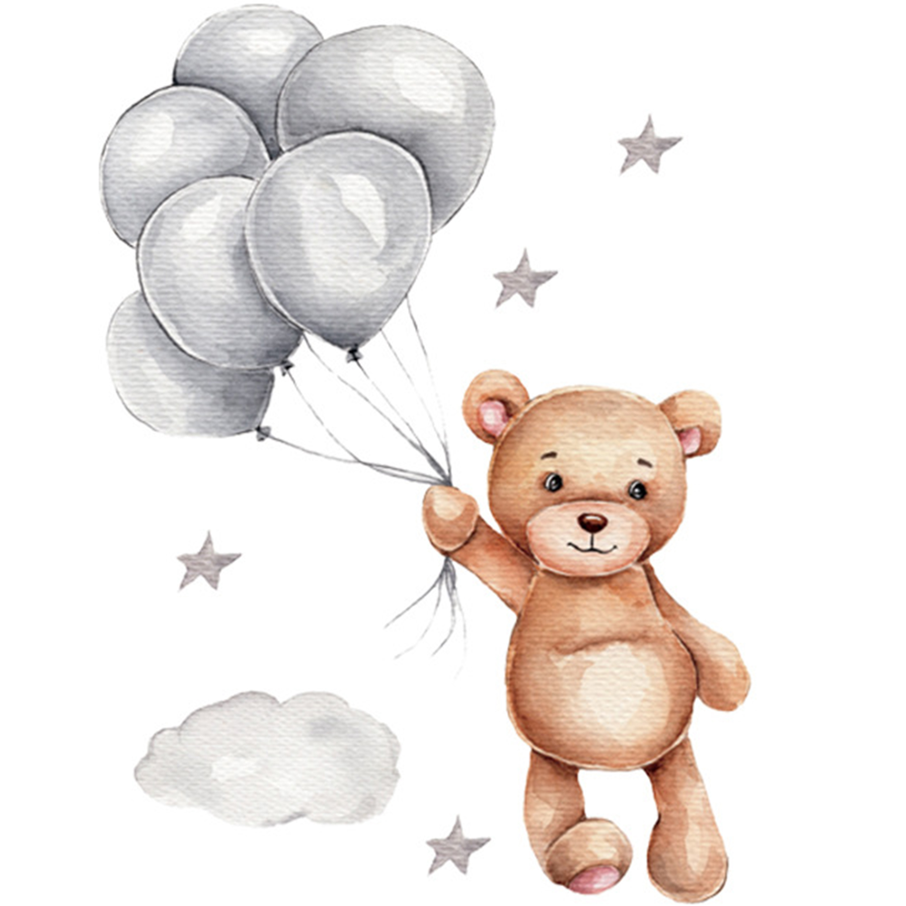 Stickere Perete Copii SIPO – Ursulet cu Baloane, Set Decorativ, 67×50 cm