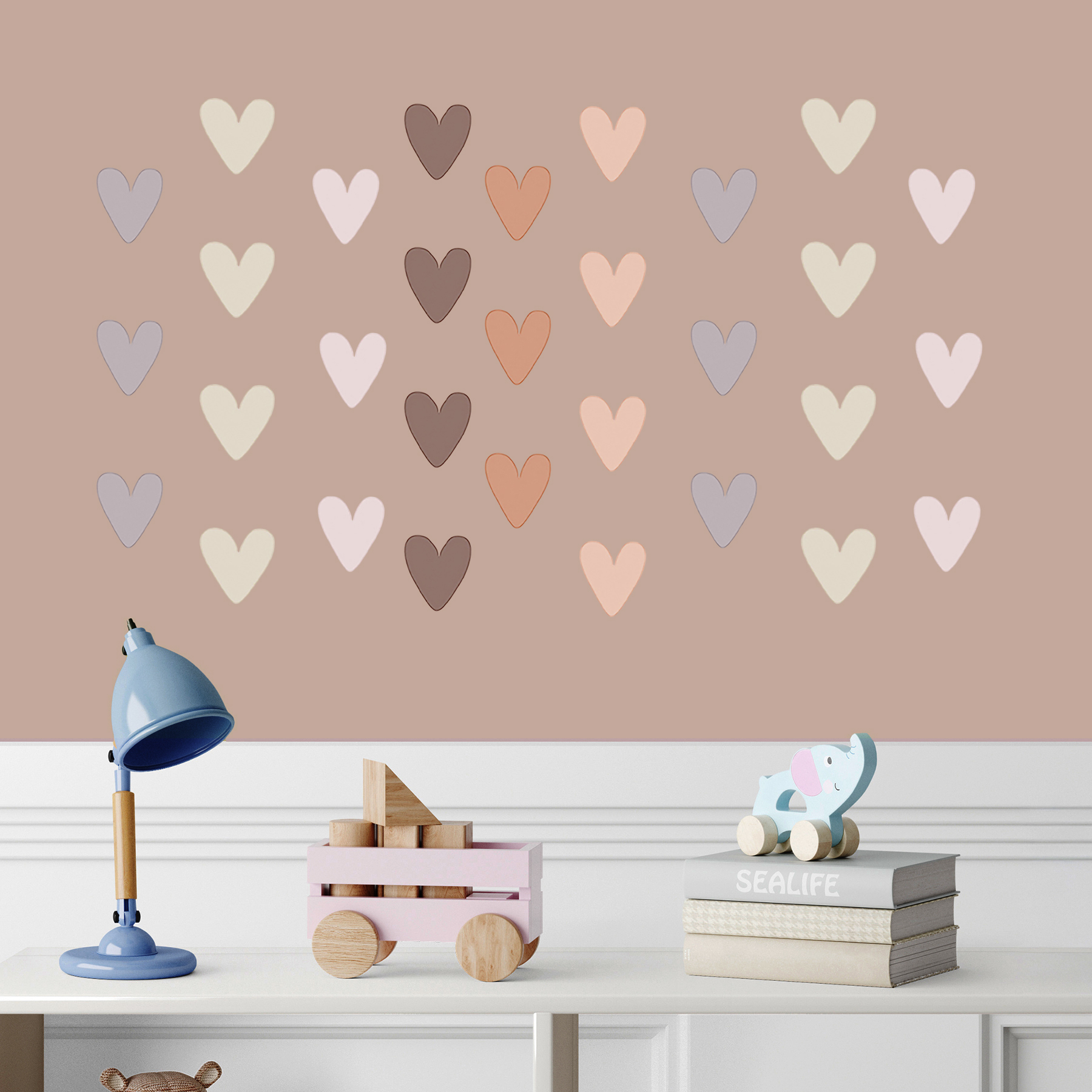 Stickere Perete Copii SIPO – Inimi Boho, Set Decorativ, Dimensiune Flexibila