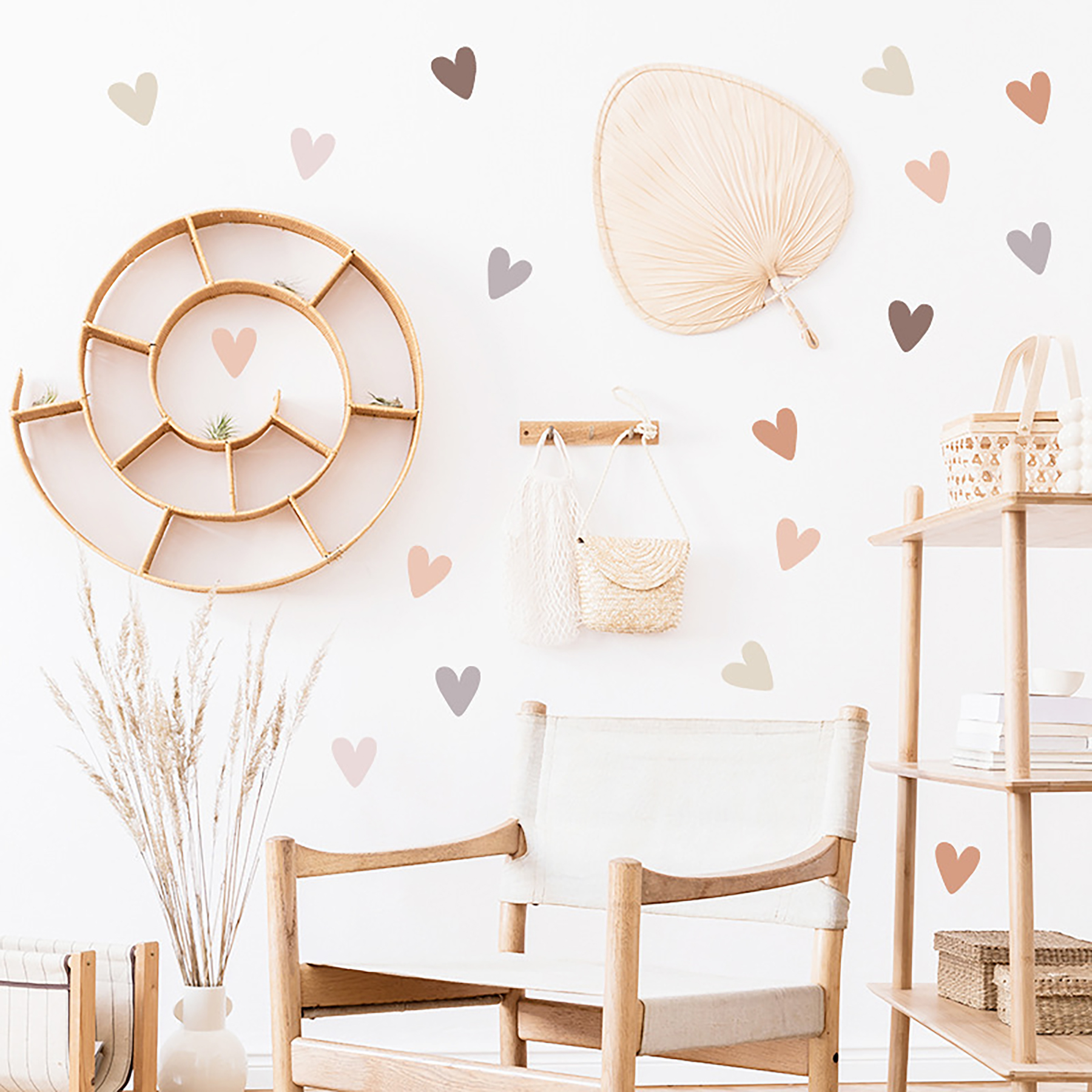 Stickere Perete Copii SIPO – Inimi Boho, Set Decorativ, Dimensiune Flexibila