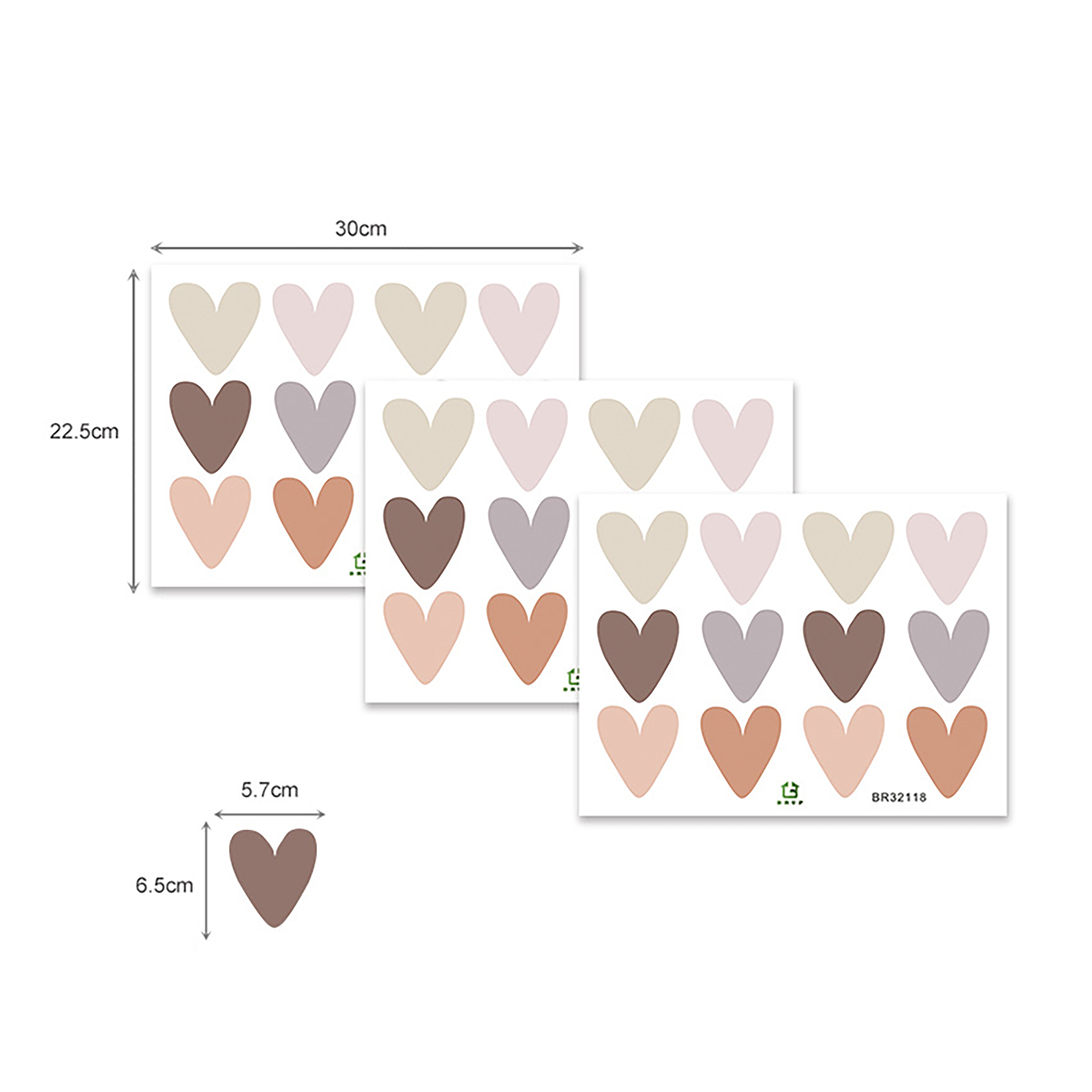 Stickere Perete Copii SIPO – Inimi Boho, Set Decorativ, Dimensiune Flexibila