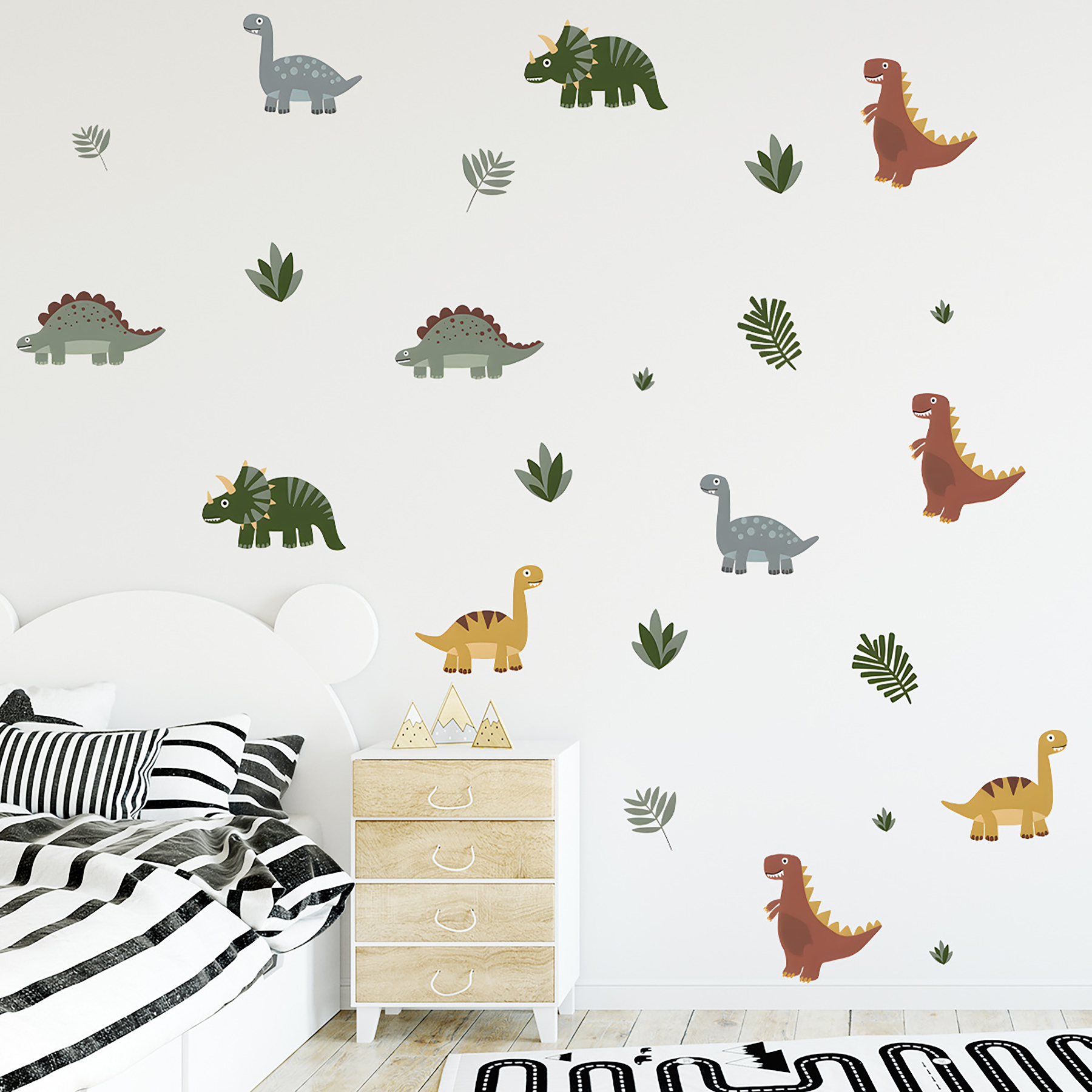Stickere Perete Copii SIPO – Mini Dinozauri, Set Decorativ, 90x80 cm