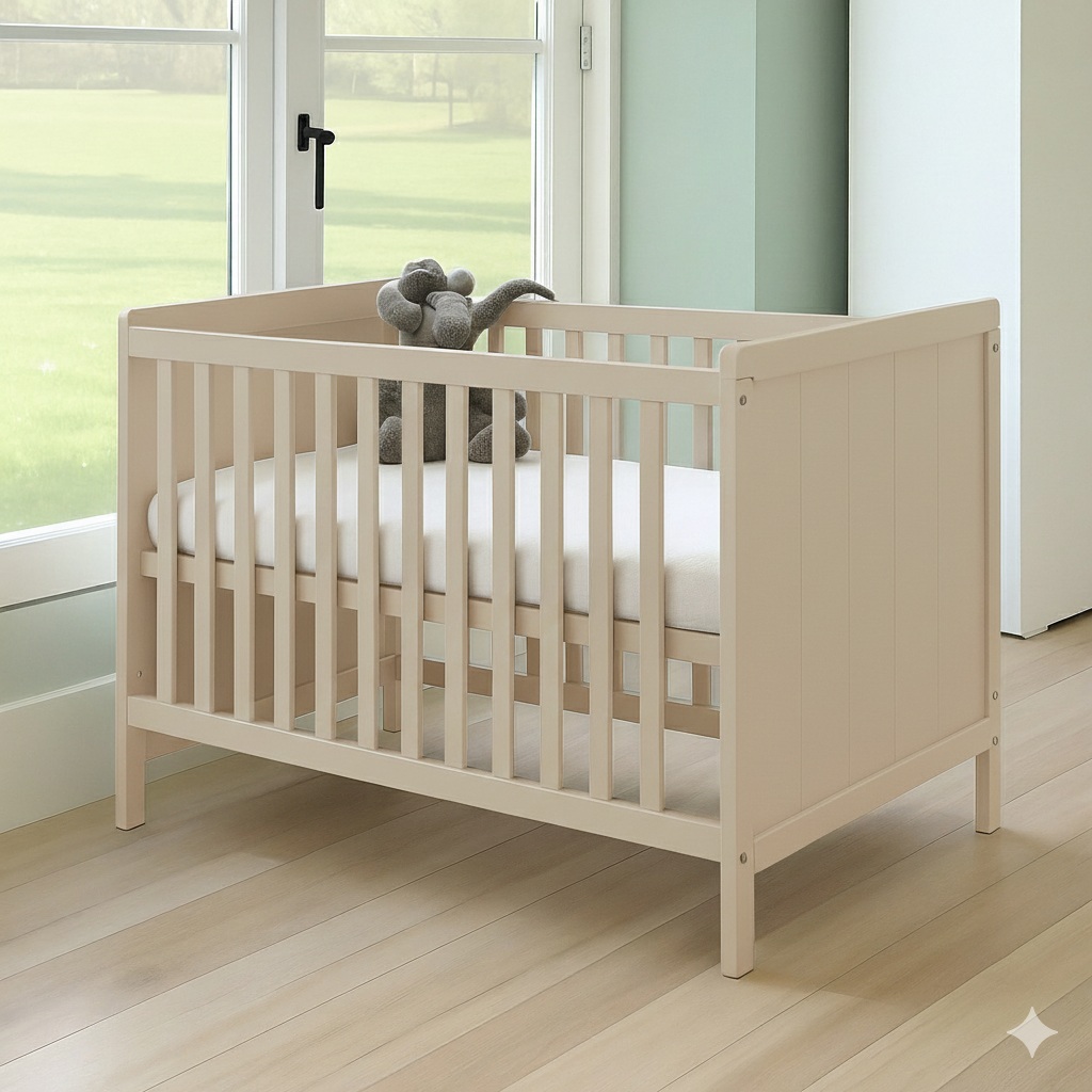 Patut bebelusi din MDF 120x60 cm,transformabil in SOFA, Elisabeth II, Beige