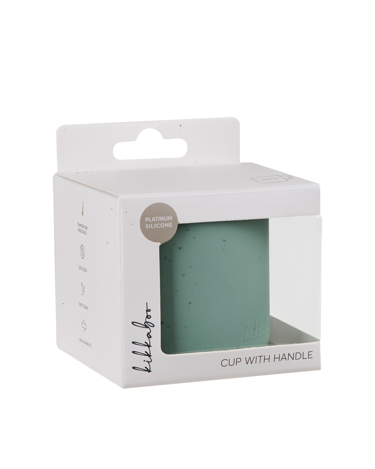 Canuta din silicon cu maner, pentru baut independent. Platinum Sage Green