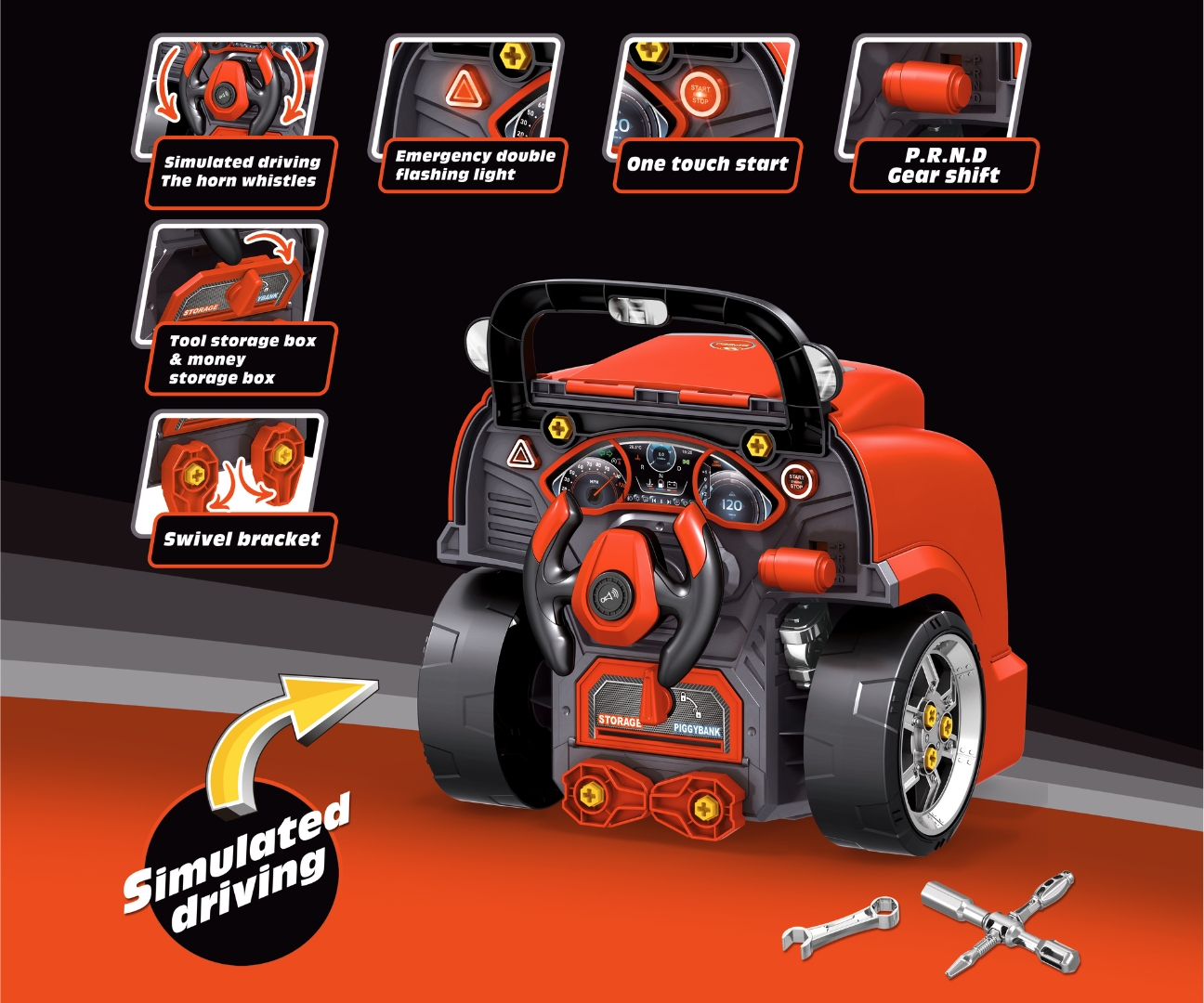 N-GINE – motor auto demontabil, jucarie educativa STEM (3+), Milly Mally, Red