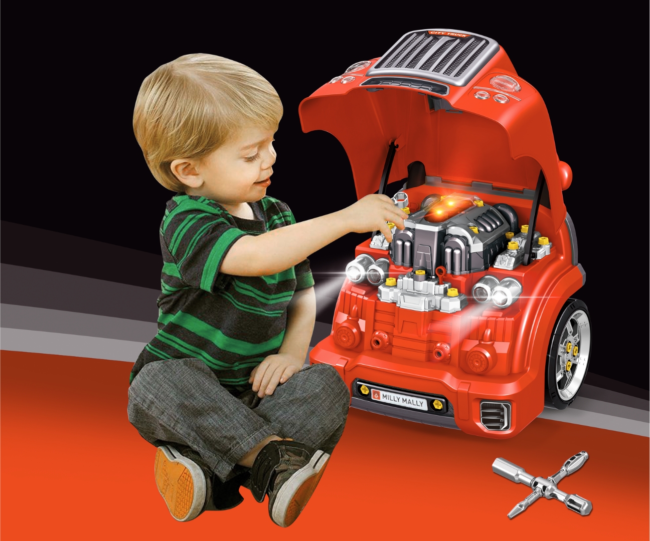 N-GINE – motor auto demontabil, jucarie educativa STEM (3+), Milly Mally, Red