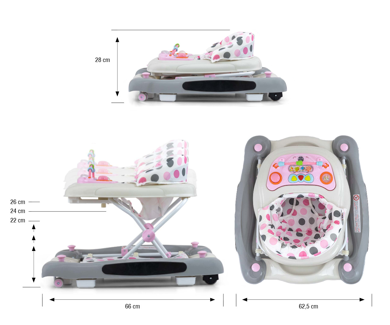 Premergator 2in1 Milly Mally Patrol Plus - Mers si Balansare, Panou Educativ, Pastel Dots