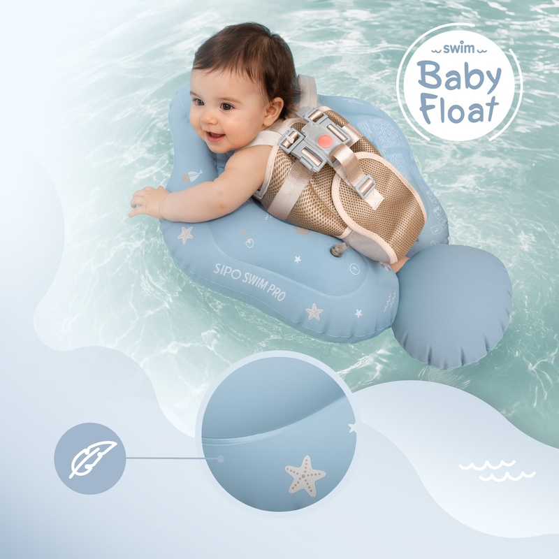 Colac gonflabil de inot SIPO Swim Pro, sustinator pentru bebelusi 6-36 luni (11-18 kg), Blue