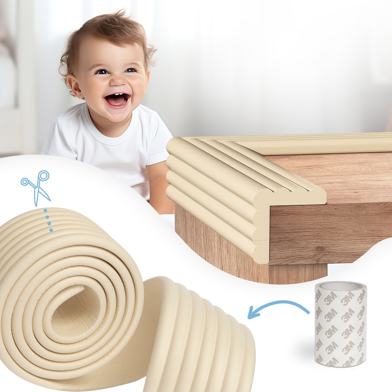 Banda protectie colturi mobila SIPO – burete moale 2 metri, latime 75 mm, Crem