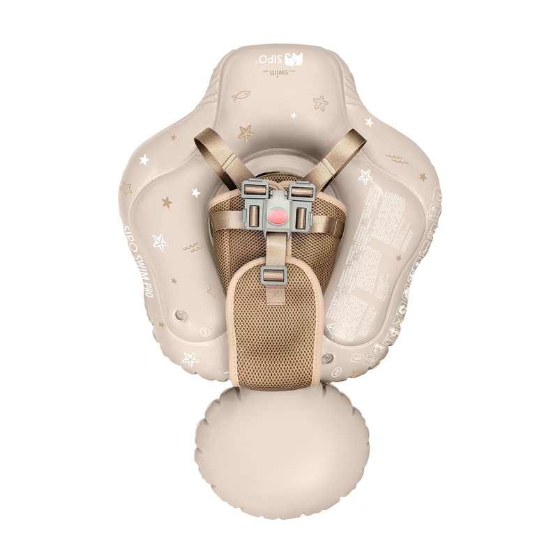 Colac gonflabil de inot SIPO Swim Pro, sustinator pentru bebelusi 6-36 luni (11-18 kg), Beige