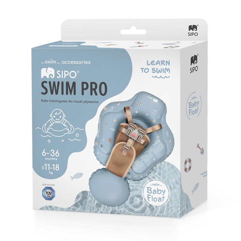 Colac gonflabil de inot SIPO Swim Pro, sustinator pentru bebelusi 6-36 luni (11-18 kg), Blue