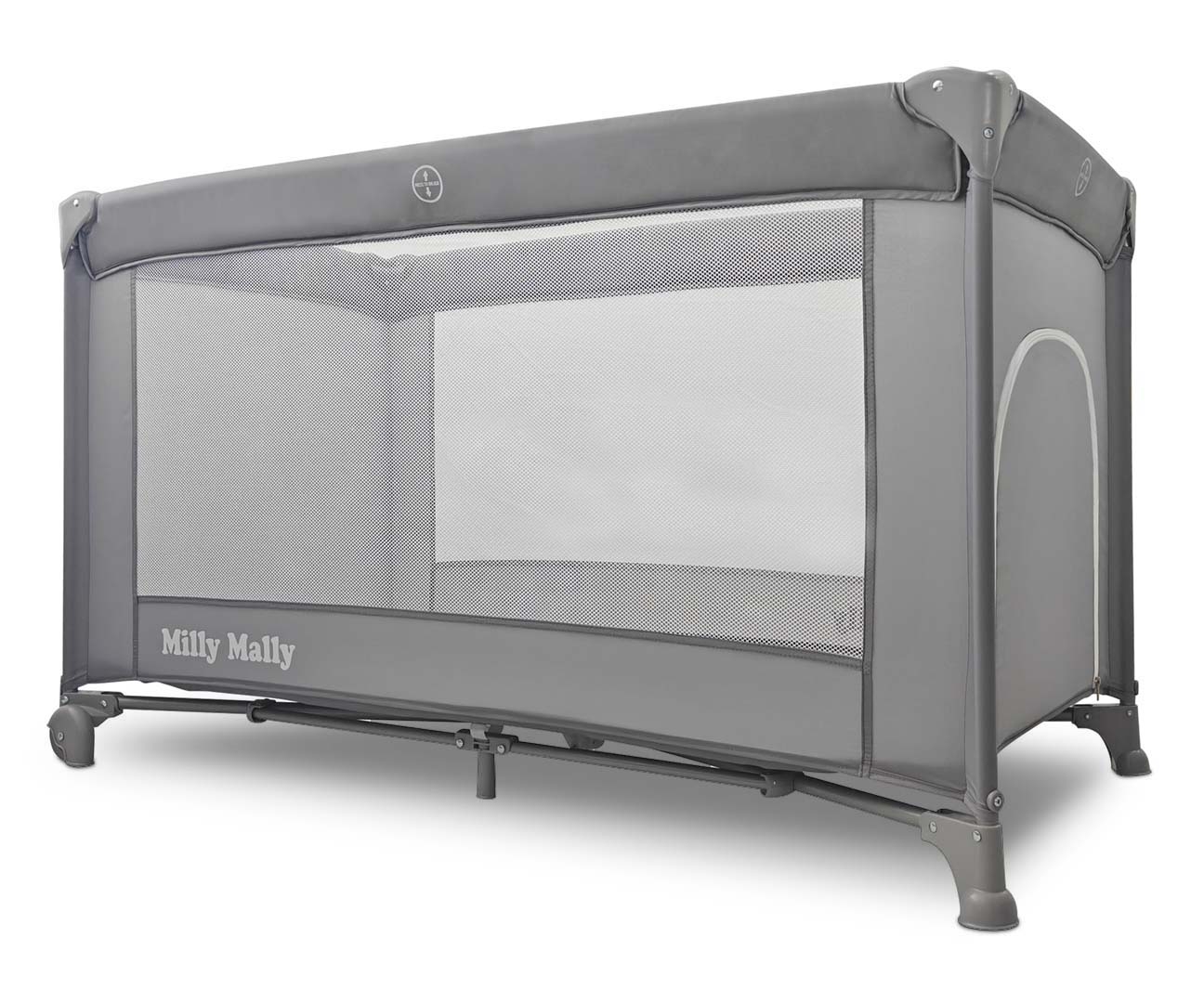Patut Pliabil de Calatorie Milly Mally Mirage, Nivel Reglabil, Roti si Geanta Transport, Grey