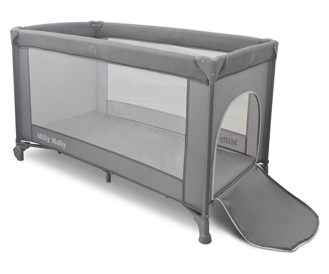 Patut Pliabil de Calatorie Milly Mally Mirage, Nivel Reglabil, Roti si Geanta Transport, Grey
